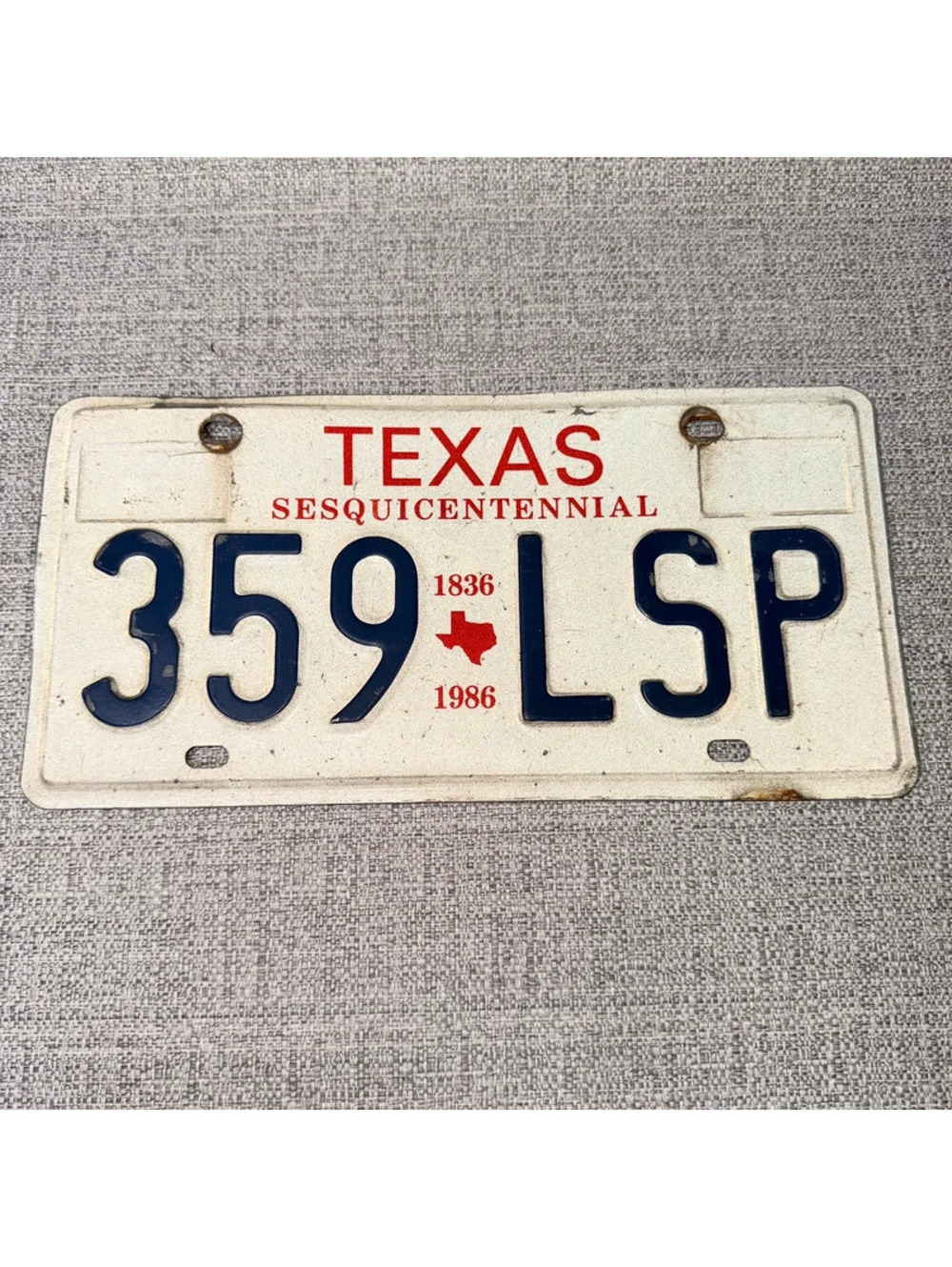 1986 Texas Sesquicentennial License Plate 359 LSP 150th Anniversary Lone Star